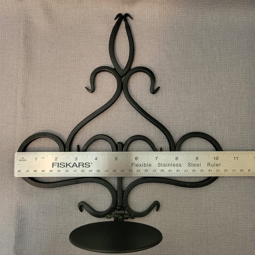 Pair Black Wrought Iron Hand Forged Pillar Candle Wall Sconces - Picture 8 of 12